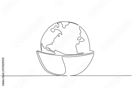 Single continuous line drawing a bowl with the top made into a globe and several stalks of wheat. Food uncertainty continues to occur. Trouble. World Hunger Day. One line design vector illustration