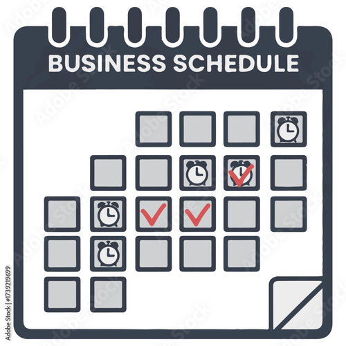 Business Schedule Calendar with Scheduled Tasks and Completed Items