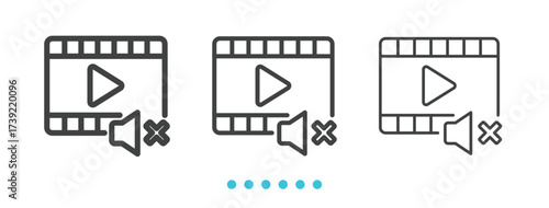 Video Player Icon. Thin linen icon vector.