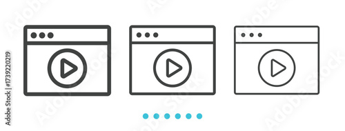 Video Player Icon. Thin linen icon vector.