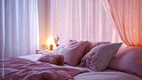 Pink bedroom interior decor