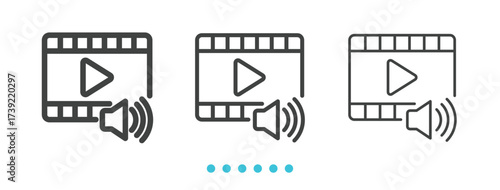 Video Player Icon. Thin linen icon vector.
