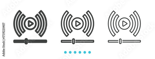 Video Player Icon. Thin linen icon vector.