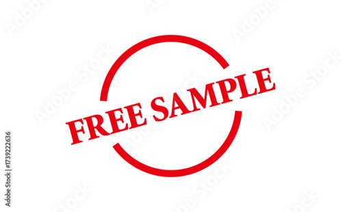 FREE SAMPLE - FREE SAMPLE words written on Red Rubber Stamp 
