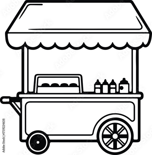 Vector silhouette food cart vendor shop illustration