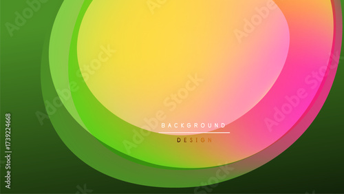 Abstract layers create vibrant gradient. Green, yellow, pink hues blend smoothly. Modern design element for backgrounds, presentations.