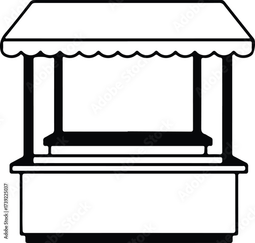 Vector silhouette market stall or booth minimal illustration