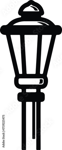 Vector silhouette of a vintage outdoor street lamp illustration