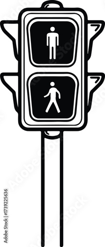 Vector silhouette pedestrian traffic light illustration
