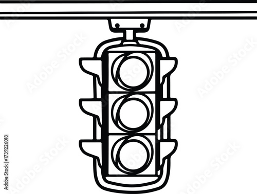 Vector silhouette traffic light hanging illustration