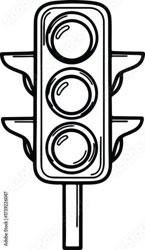 Vector silhouette traffic light illustration showing red yellow green