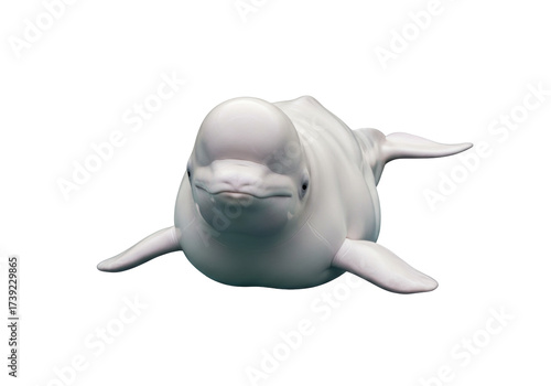Fotografie Isolated Beluga Whale swimming underwater marine life mammals Arctic Ocean sea c