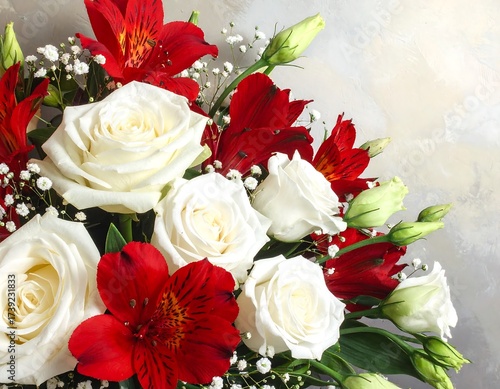 Stunning Bouquet of Red and White Flowers, Perfect for Romantic Occasions