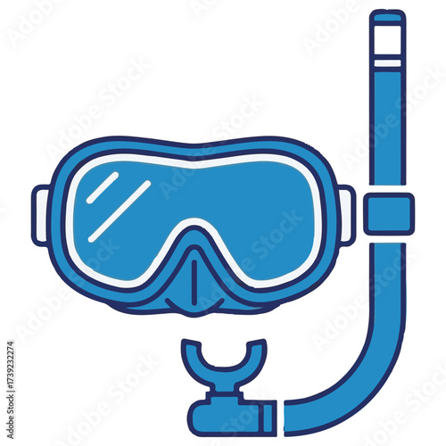 Vibrant Blue Snorkeling Mask and Snorkel Gear on White