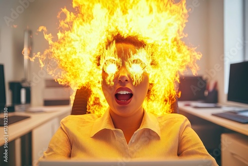 Overworked Employee Experiencing Creative Burnout Amidst Chaotic Workload and Deadline Pressure