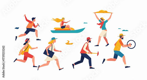 Tourist isolated. Traveling people. Funny Couple of journey. Trip and vacation man and woman.