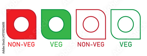 Veg Non-veg icons, Colourful veg and non-veg symbol.  