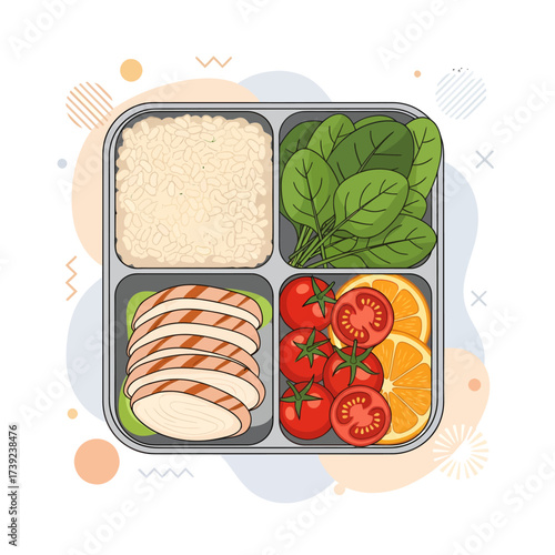 Vector icon set of healthy food for menu design, including fruit, vegetable, meat, pizza, and salad items for breakfast, lunch, or dinner