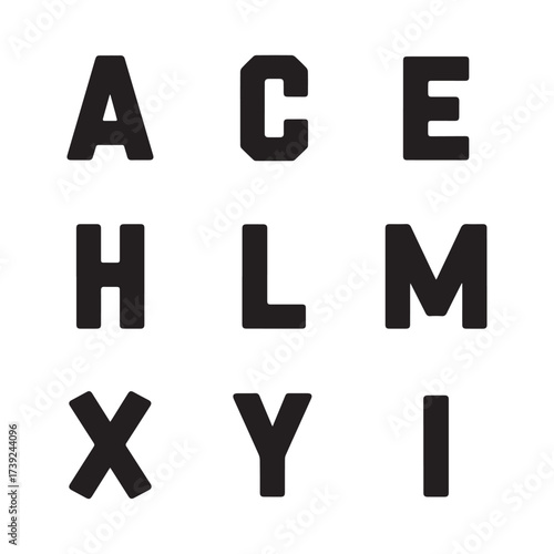 A grid of uppercase alphabet letters on a clean white background.