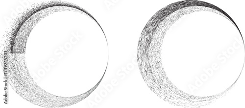 Round brushes pack .Grunge circle brushes. Vector brush Stroke. Distressed banner. Black circles with rough edges. paintbrush collection .Gradient paintbrush . Circular marks . Grunge textured circles
