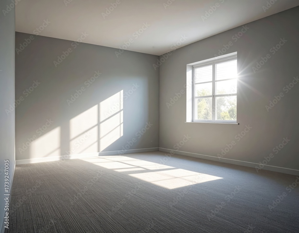 Obraz premium Sunny, gray, empty room interior
