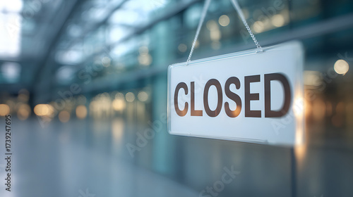 Closed business sign on a glass door
