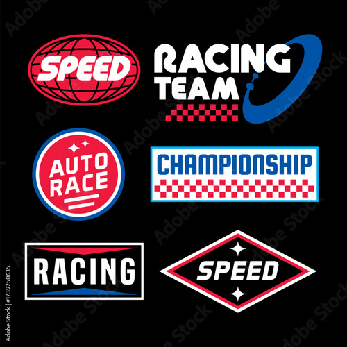 streetwear auto racing logo idea for a clothing brand. Design vector typography for decal auto and t-shirt streetwear clothing y2k style