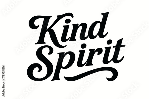 Kind Spirit Calligraphy. Kind Spirit, bold vintage calligraphy, smooth curves, balanced composition, clear readable letters, consistent style, none, horizontal