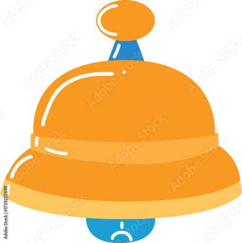 Bright Orange Blue Service Bell Flat Icon Customer Service Hotel Reception Call Alert Vector