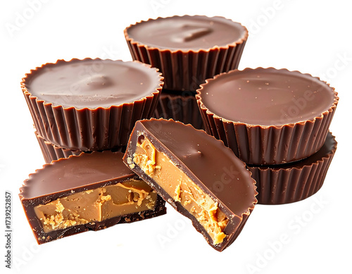 chocolate with peanut butter cups isolated on transparent background