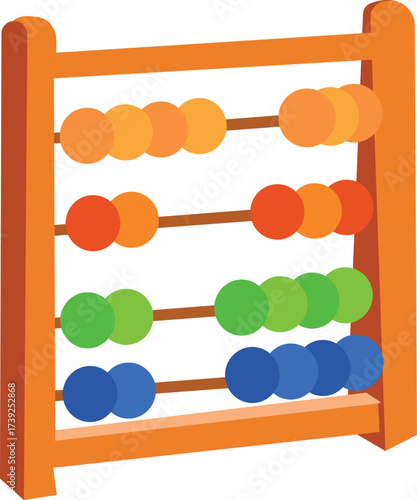 Colorful Abacus Math Learning Tool Kids Education Counting Vector Illustration