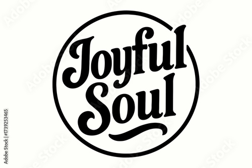 Joyful Vintage Calligraphy. Joyful Soul, bold vintage calligraphy, smooth curves, balanced composition, clear readable letters, consistent style, none,
