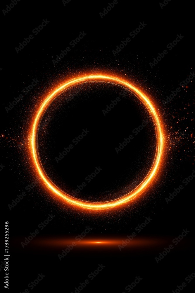 Naklejka premium Captivating Abstract Glow An Enigmatic Portal Framing Darkness with Floating Particles and Sparks