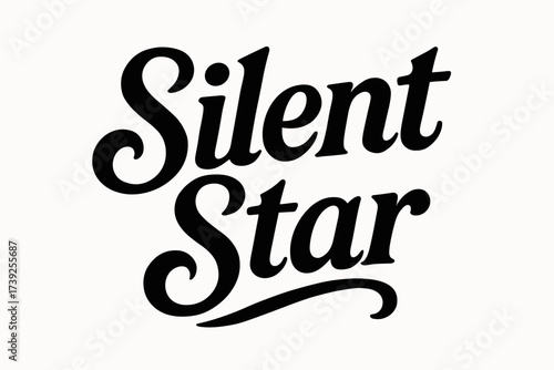 Silent Star Typography. Silent Star, bold vintage calligraphy, smooth curves, balanced composition, clear readable letters, consistent style, none, none, clean