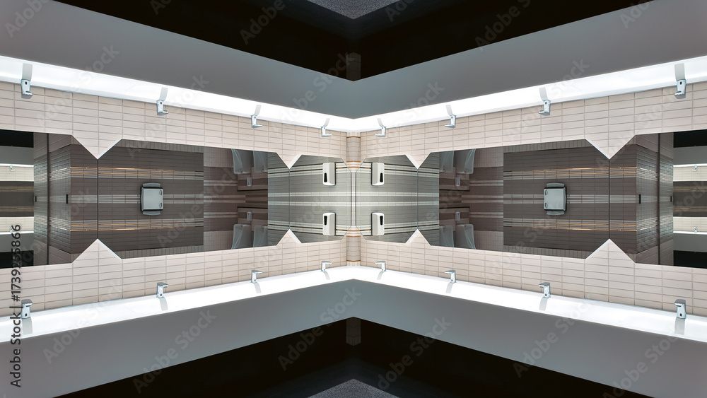 Obraz premium futuristic technology background with digital mirrored and symmetry patterns and cyber glow, innovative tech backdrop with tunnel and warp virtual network design and electronic light