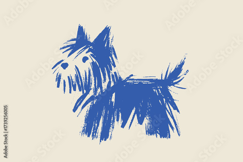 Terrier dog brush sketch minimal line drawing vector illustration