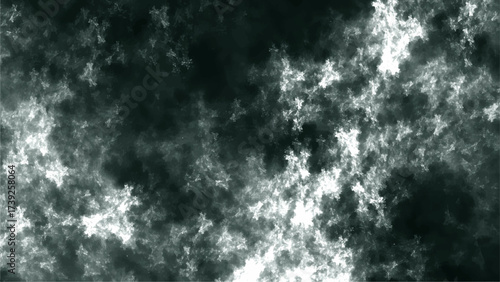 Abstract cloudy texture in black, gray, and white tones with a smoky and misty atmosphere. Storm clouds, fog, or cosmic nebula effects. Light and shadow dramatic, moody, and textured background