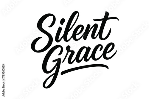 Silent Grace Typography. Silent Grace, modern hand lettering, smooth curves, balanced composition, clear readable letters, consistent style, none, diagonal