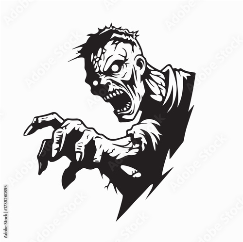 Horror Zombie Vector Graphic Aggressive and Menacing Pose