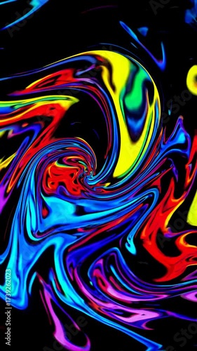 A Vibrant Swirl of Colorful Abstract Patterns in Motion Displaying a Hypnotic and Fluid Design Ideal for Artistic Inspiration and Digital Aesthetics Exploration
