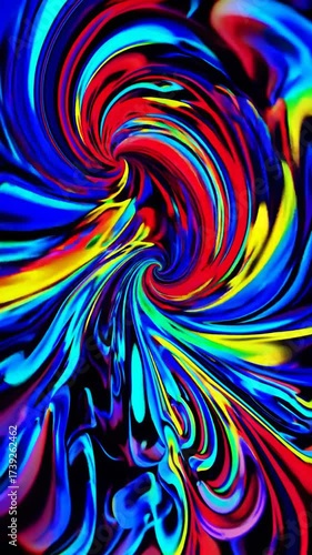 A Hypnotic Swirl of Colorful Patterns: Exploring Dynamic Motion in a Vibrant Abstract Design, Capturing the Essence of Fluid Shapes and Radiant Hues