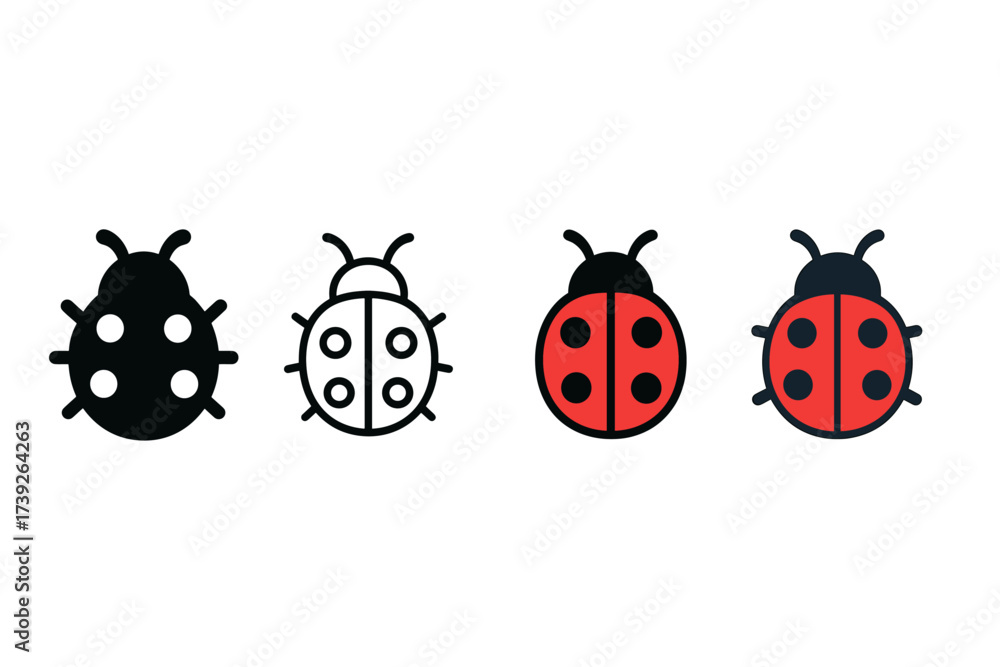 Fototapeta premium Ladybug Icon Styles.