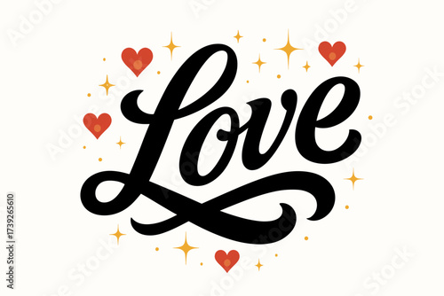 Vintage Love Calligraphy. Love, bold vintage calligraphy, smooth curves, balanced composition, clear readable letters, consistent style, surrounded by glowing