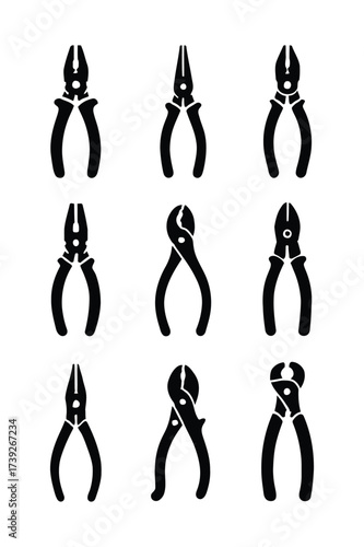 Versatile Pliers Tool Silhouettes Collection for Construction, Repair, and DIY Projects