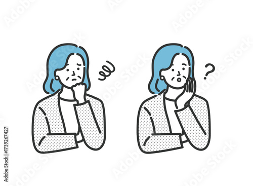 ミドル　シニア　ビジネス 女性の悩みアイコンイラスト素材