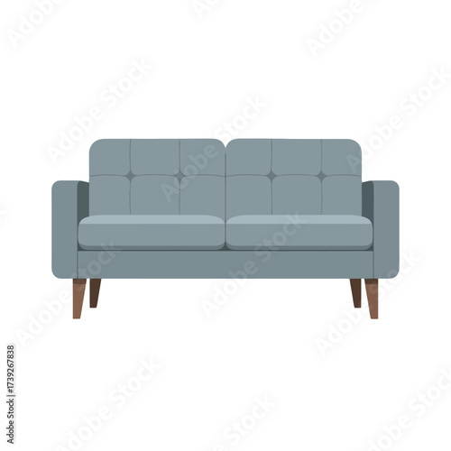 Modern gray loveseat sofa offers stylish seating for living room or office lounge area with comfortable minimalist design