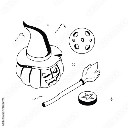Grab this amazing isometric illustration of witchcraft, concept vector