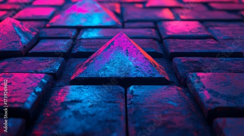 Futuristic in style, the background showcases shimmering lines and triangles to convey an abstract information technology concept that has been computer-generated