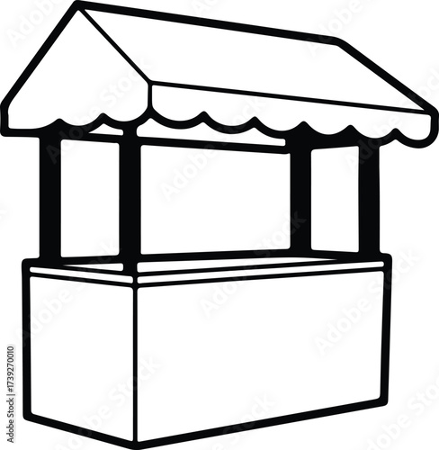Vector silhouette market stall kiosk shop stand illustration