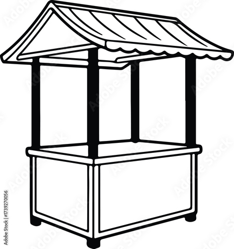 Vector silhouette market stall or stand retail shop illustration